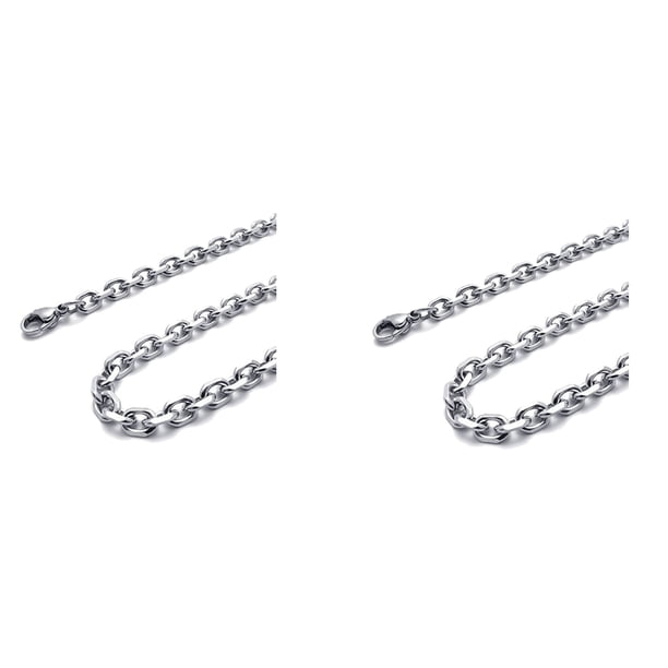 2X Cadena de Joyeria de Hombres Y Mujeres, Collar de Acero Inoxidable, Plata – Anchura 3mm – Longitud 60cm
