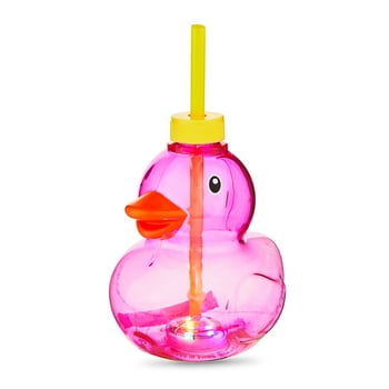 Easter Plastic Light-up Pink Duck Tumbler with Straw, by Way To Celebrate