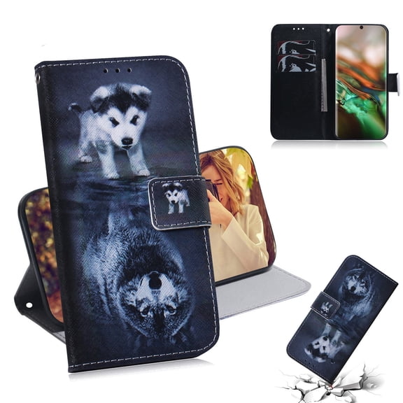 Galaxy Note 10 Wallet Case, Allytech PU Leather Cute Pattern Folio Kicstand Cards Slots Shockproof Full Protective Slim Magnetic Closure Wallet Cases Covers for Samsung Galaxy Note 10, Dog Tiger