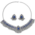 thumbnail image 5 of Retro Indian Traditional Jewellery Set For Women Bridal Wedding Party Antique Silver Oxidized Ethnic Prom Wear Statement Necklace Earring Tassel Bollywood Choker Punk Crystal Fashion Gift, 5 of 8