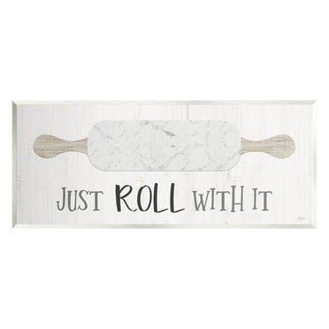 Just Roll With It Funny Baking Typography Graphic Art Unframed Art Print Wall Art