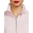 Avia Women's Plush Mixed Rib Mock Neck Full Zip Jacket, Sizes XSXXXL