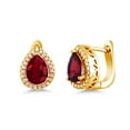thumbnail image 3 of Gem Stone King 6.50 Ct Pear Shape Red Created Ruby 18K Yellow Gold Plated Silver Pendant and Earrings Jewelry Set, 3 of 5