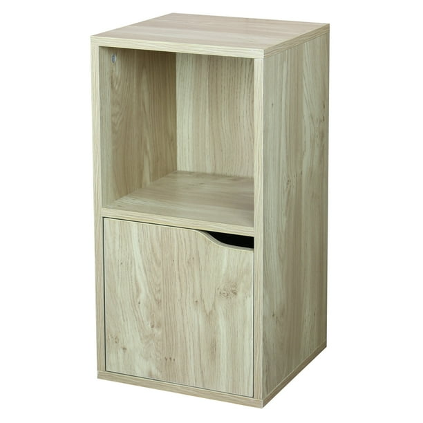 Home Basics 2 Cube Wood Storage Shelf with Doors, Natural