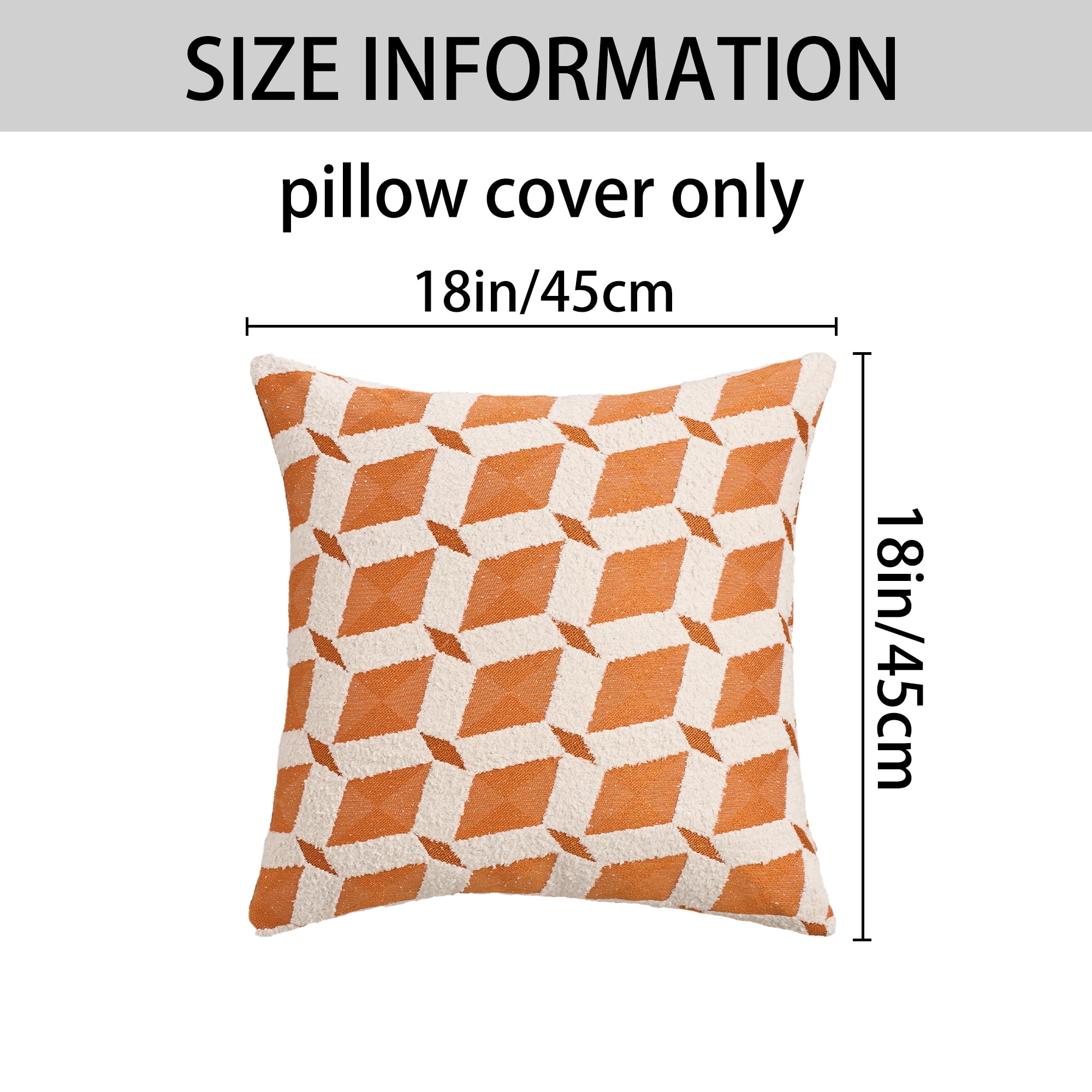 Unique Bargains Pack of 2 Square Diamond Pattern Chenille Throw Pillow Covers Orange