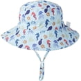 thumbnail image 1 of LinYooLi Wide Brim Bucket Hat for Kids Spring Summer Outdoor Sun Protection Headwear Baby Boy Windproof Rope Fisherman Hat, 1 of 8