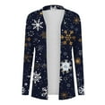 thumbnail image 4 of Womens Cardigans Plus Size Christmas Printed Long Sleeved Cardigan Jacket Cardigans Navy XL, 4 of 5