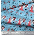 thumbnail image 1 of Soimoi Blue Rayon Fabric Holly Leaves,Gift Box & Shopper Women Fashion Print Fabric by the Yard 42 Inch Wide, 1 of 1