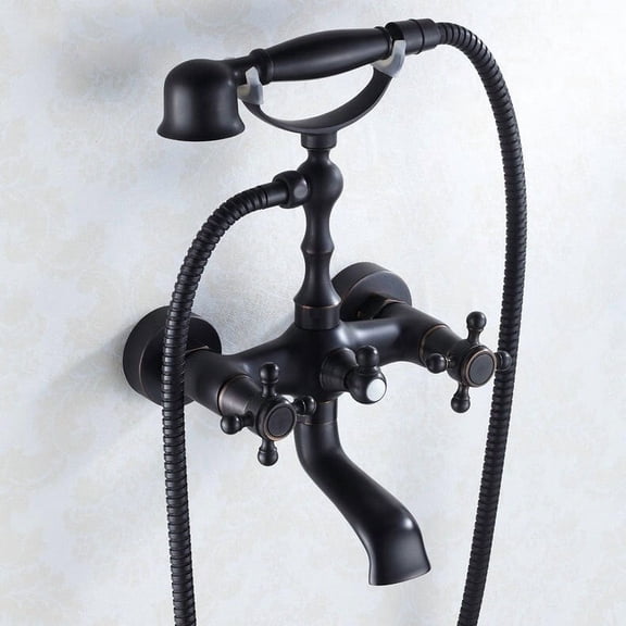 Oil Rubbed Bronze Tub Filler Faucet Set Clawfoot Bathtub Faucet with Hand Shower