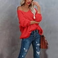 thumbnail image 6 of Only Moment Red Long Sleeve Lightweight Knit Tops Crew Neck Business Casual Work Tops, Pullover Short Sweater, Comfy Knit Light, Basic Classic Fashion Winter Layer Outfits M, 6 of 9