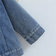 thumbnail image 6 of Toddler Baby Girl Denim Jacket Big Sister/Brother Letter Embroidery Jean Button Down Denim Coat, 6 of 7