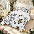 thumbnail image 2 of Erosebridal Vintage Bee Full Size Comforter Sets,Lovely Floral Bedding Comforter Set,White Black,Reversible,3 Pieces,1 Comforter and 2 Pillowcases, 2 of 7