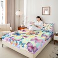thumbnail image 4 of Homewish Boys Girls Colorful Butterflies Full Size Sheets 4-Piece,Abstract Gradient Leopard Print Breathable Bed Sheets,Dreamy Princess Lightweight Sheet Sets,Luxury Bedroom Decor, 4 of 7