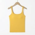 thumbnail image 4 of Tank Tops with Built In Bra Square Neck Ribbed Basic Cami Shirts Bodycon High-Low Hem Camisole Tops Work Out Summer Outfits, 4 of 7