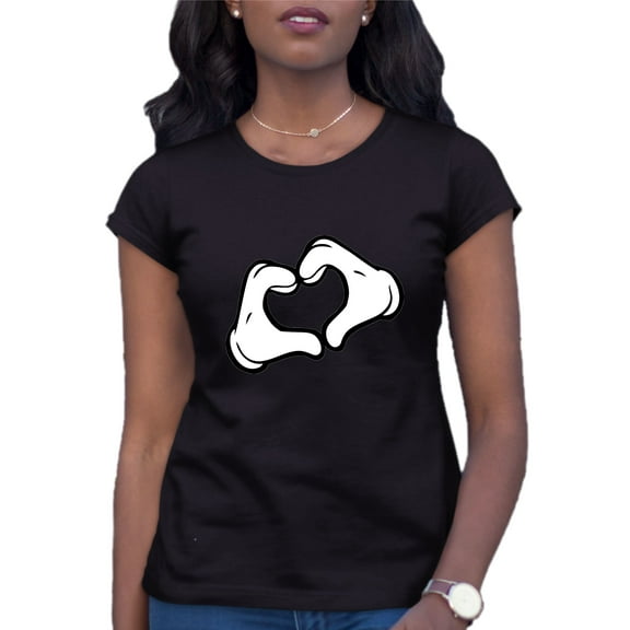 Womens Mickey Heart Hands T-Shirt