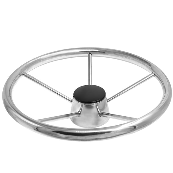 Volant Marin en Acier Inoxydable de 13-1/2 Pouces pour Yacht avec Poignée en Mousse Noire Accessoires de Bateau