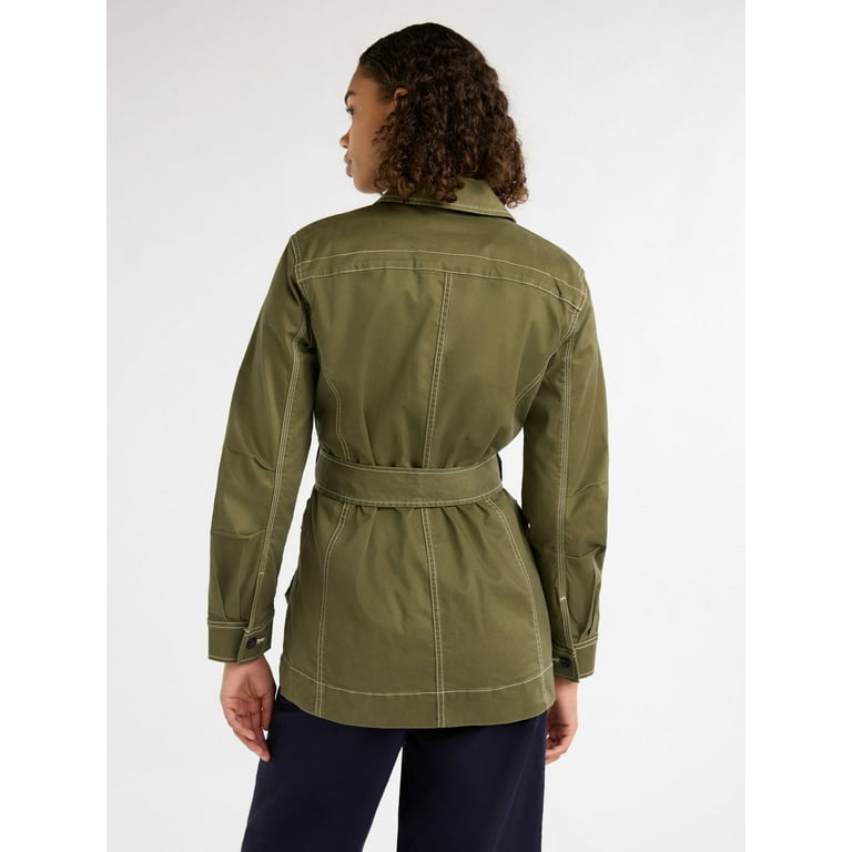 ジャケット・アウター Utility Jacket Free Assembly Women's Belted Cotton Utility Jacket, Sizes XS