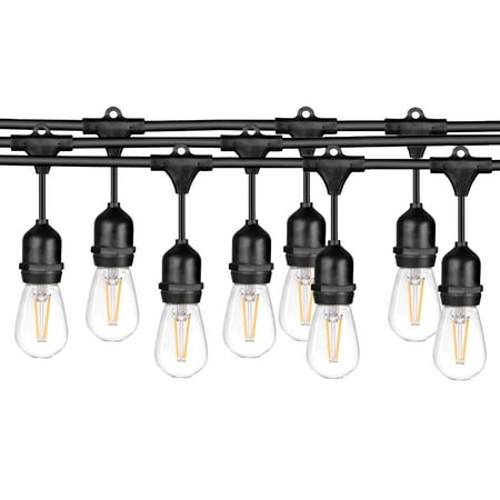 Outdoor String Lights Edison LEDPAX 24 FT LED Outdoor Waterproof String Lights, 7- Light, 8 S14 LED Edison Bulbs Included, UL Listed, Black ()