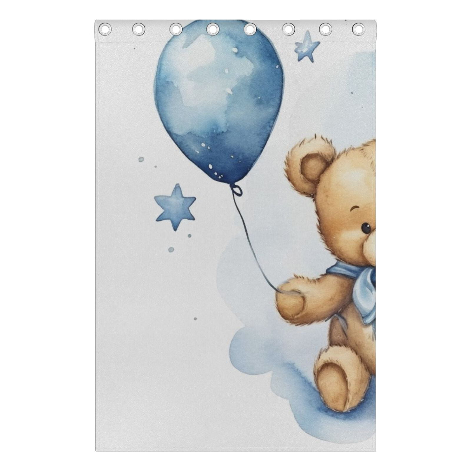 Bear Balloon and Stars Black Out Curtains 72 Inch Length Curtains for Sliding Glass Doors Bedroom Living Room 2 Pack