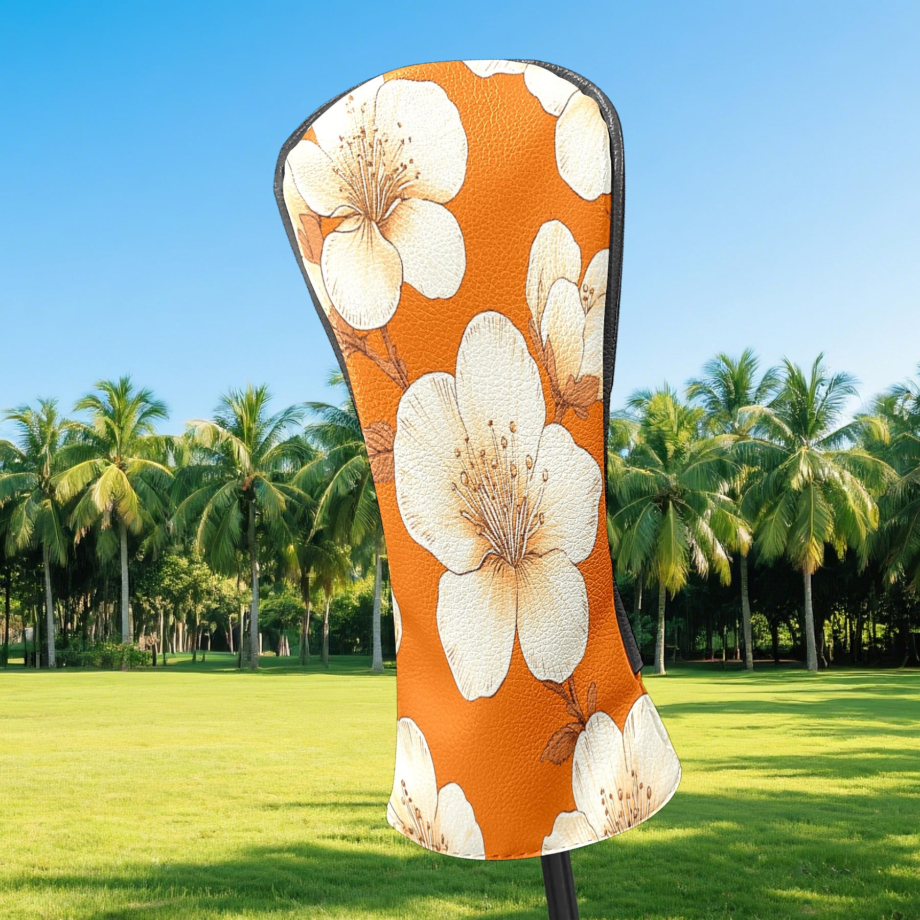 Golf Club Covers PU Leather Waterproof Head Covers for Fairway Woods Hybrids Peach Blossom