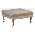 thumbnail image 1 of Linon Isabelle Square Tufted Upholstered Ottoman Wood Legs in Soft Tan Fabric, 1 of 6