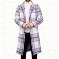 thumbnail image 5 of Yangnuo Mens Fashion Warm Plaid Coat Jackets 2025 Fall Winter Mens Trench Coat Long Casual Lapel Winter Wool Plaid Coat With Pockets, 5 of 6