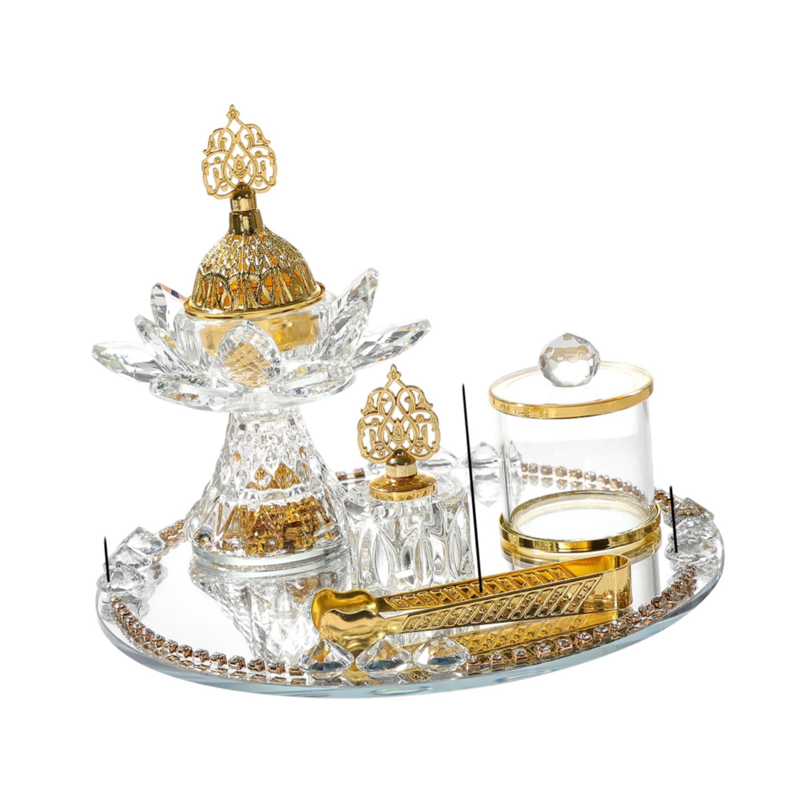 Baoblaze Glass Incense Burner Set Arabian Incense Holder for Home Bedroom Living Room