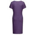 thumbnail image 3 of Lilgiuy Women's Maternity Dress Pregnant Dress for Photoshoot Wedding Guest Charming Short Sleeve Round Neck Solid Middle Length Split Dress Purple, 3 of 4