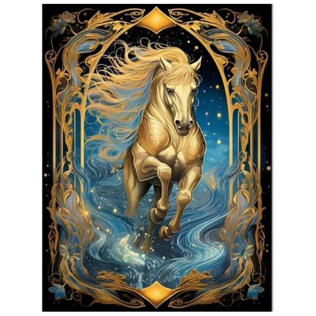 Cheval Carré Rond Broderie Diamant Animal Mosai 30*40 cm, Cadre Non Inclus.,5-Tz