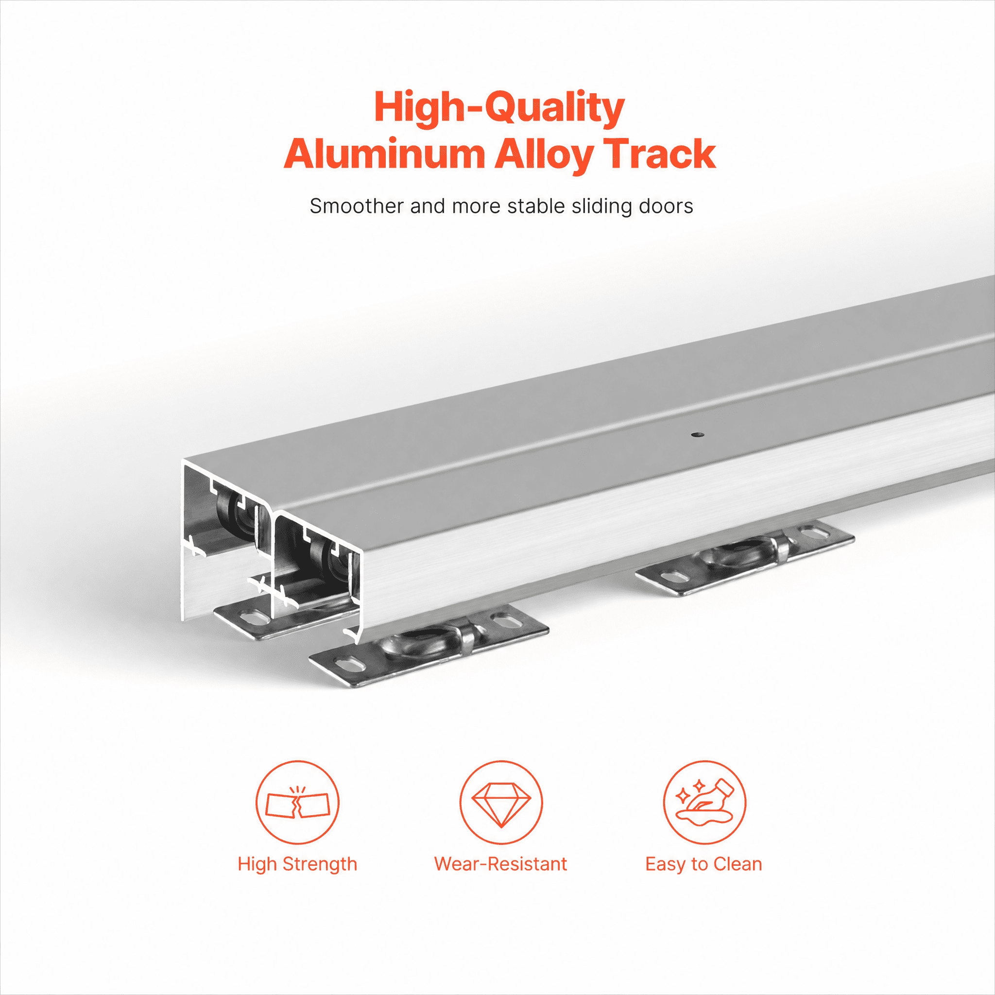 5ft Bypass Sliding Door Hardware Kit, 150 lbs Capacity, 3-Wheel Hangers, Aluminum Alloy, for Closet Doors Storage