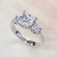 thumbnail image 2 of Silvago Jewel Silver 14K White Gold Over Rings for Her - Excellent 2.2 Ct Princess Cut Diamond Rings for Her - 3 Stone Diamond Rings for Women's - Engagement Wedding Trilogy Rings for Women's, 2 of 9