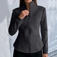 thumbnail image 2 of Breezora Women's Stand Collar Slim Fit Long Sleeve Jacket with Full Zip and Side Pockets for Casual Outerwear XL Size Grey, 2 of 7
