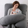 thumbnail image 6 of Pregnancy Pillow for Sleeping, Extra Large J Shaped Body Pillow, Maternity Pillow for Pregnant Women with Cotton Cover, Dark Grey,57x27.5 inch, 6 of 10