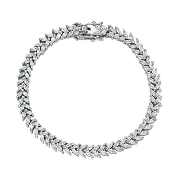 2 Rows Marquise Cut Tennis Bracelets for Women Men 1.5×3MM 5A CZ Clear Simulated Mens Diamond Bracelet Stackable 925 Sterling Silver Charm Bracelet 16-18CM