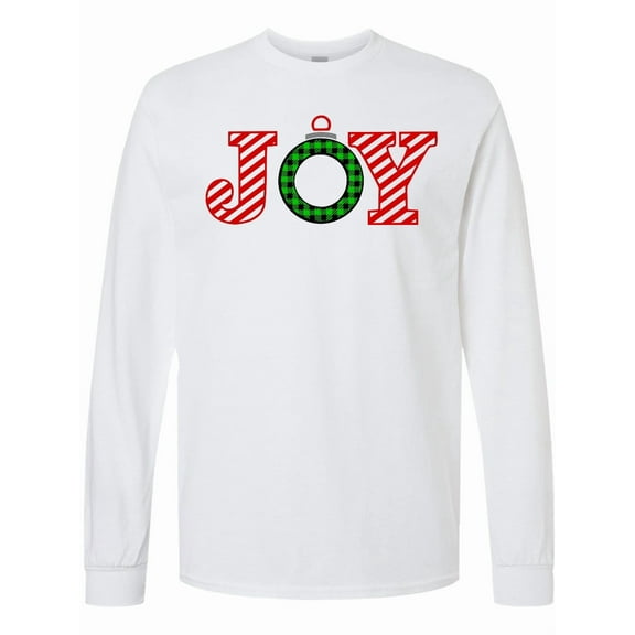 Inktastic Joy Christmas Ornament with Candy Cane Stripes Long Sleeve T-Shirt