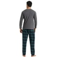 thumbnail image 2 of LNFINTDO Mens Pajama Sets Long Sleeve Thermal Shirts Flannel Pajama Bottoms Mens Sleep Loungewear Sets Soft Warm Plaid Pj Set for Men, Grey & Green Plaid, Medium, 2 of 6