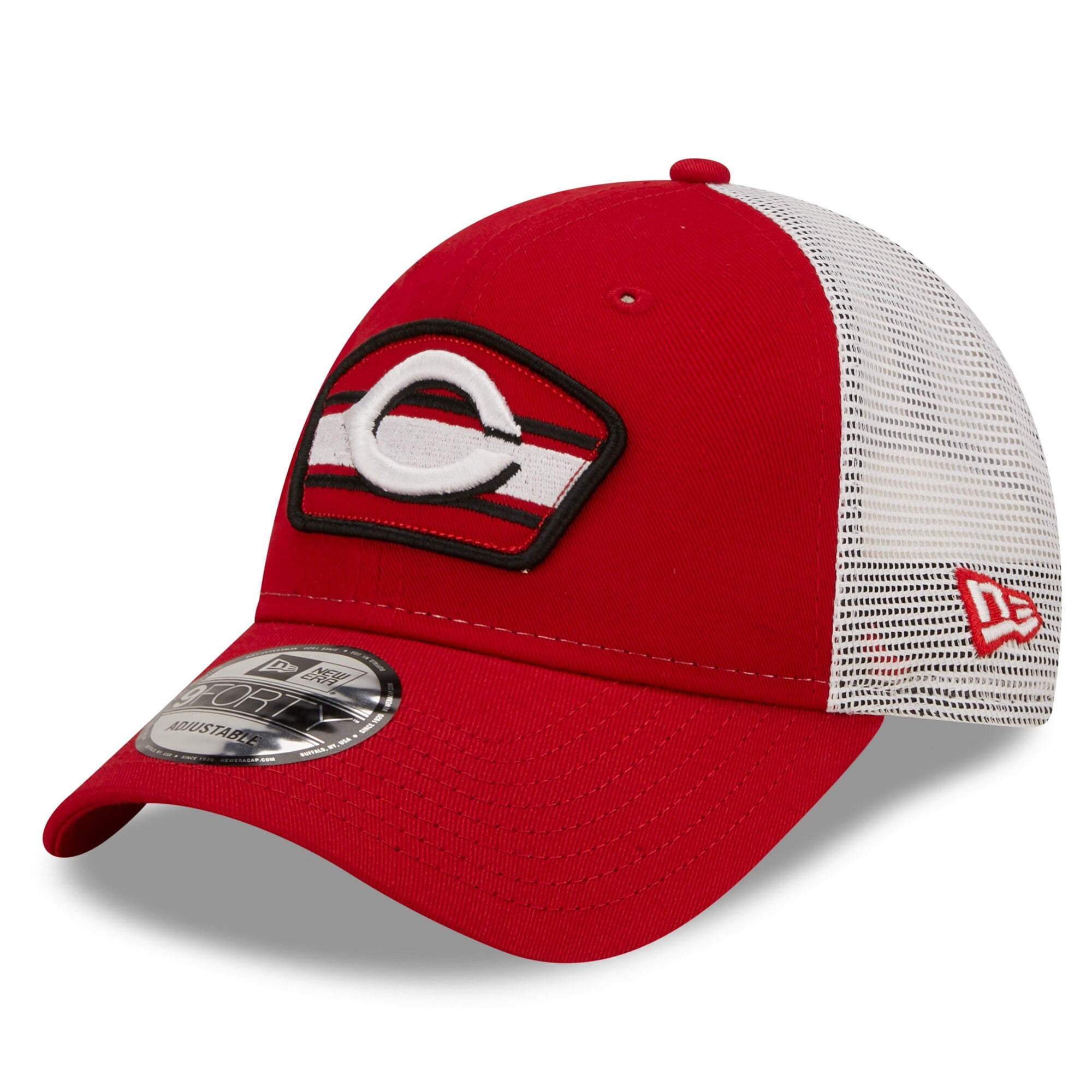 Men's New Era Red/White Cincinnati Reds Logo Patch 9FORTY Trucker