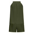 thumbnail image 4 of Women's 2 Piece Outfits Sleeveless V Neck Ruffle Sets Summer Contrast Top Matching Shorts, 4 of 6