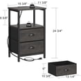 thumbnail image 3 of Nightstand with Charging Station, Night Stand with 2 Fabric Drawers PU Finish, Bedside Table End Table with LED Light, 3-Tier Storage Side Table Nightstand with Drawers for Bedroom, 3 of 7