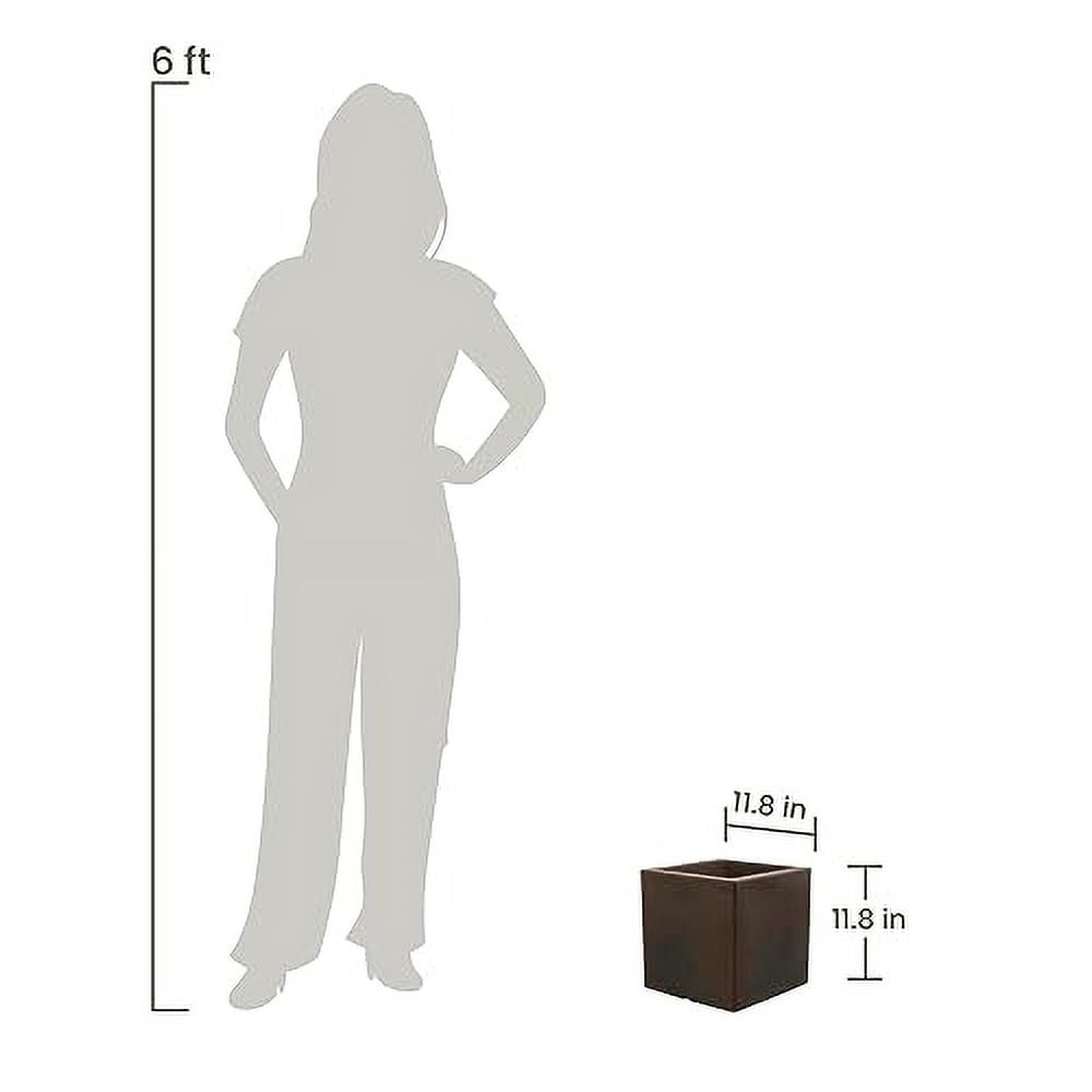 Ecobo 12" Eco-Friendly Square Pot Planter, Bloco Indoor/Outdoor use, Durable, Versatile & Lightweight, Designed by Brazilian Artisans, Contemporary All-Weather Design – Brown