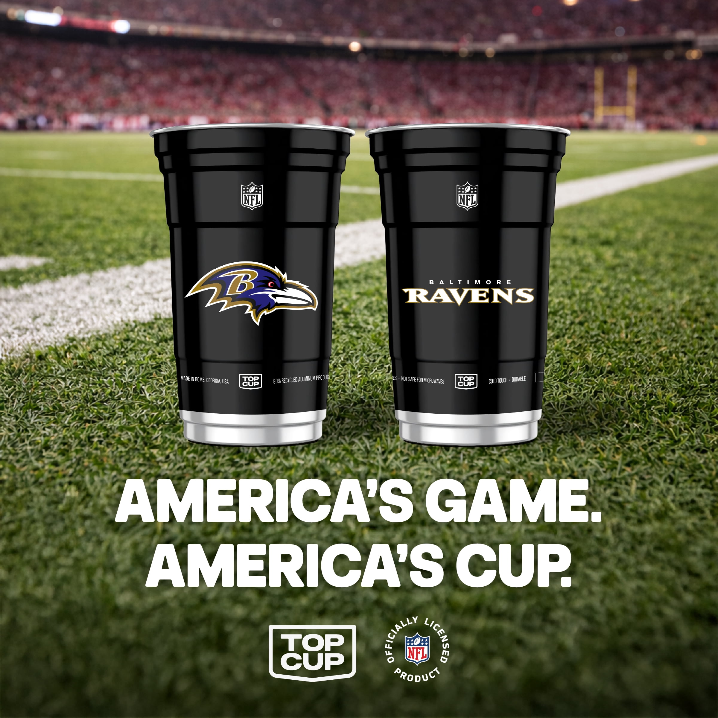 Top Cup NFL Baltimore Ravens Aluminum Party Cups, 20oz, 10 count