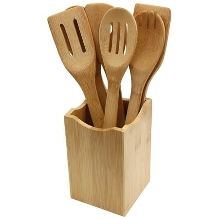 Oliva Italiana 7 Pc. Bamboo Utensil Set Eco-Friendly, 100% Organic bamboo, Professional-Grade, with ergonomic handle. Please that gourmet in your life with the best utensils on the (Best Selling Market Products)