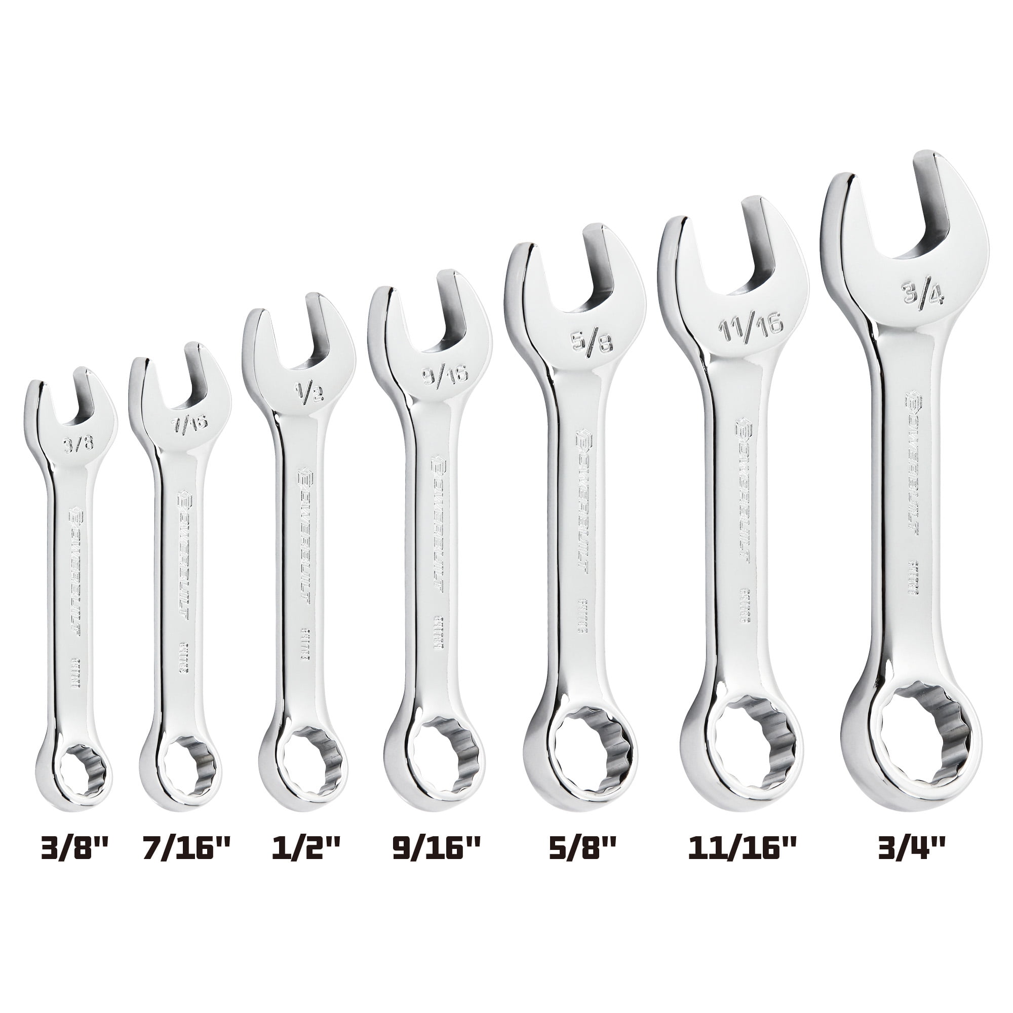 Powerbuilt 7 Piece SAE Stubby Combination Wrench Set - 640203