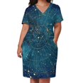 thumbnail image 3 of Vestido de verano holgado con bolsillos para mujer ropa púrpura con estampado de estrellas mapa de las luces de la ciudad, 3 of 7
