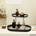 thumbnail image 2 of YingYouFu Two Tier Tabletop Organizer, Metal and Leather Display Tray for Cosmetics Jewelry Perfume, Bathroom Bedroom Desk Storage Rack, 2 of 6