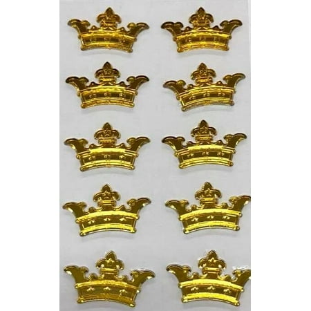 3 Sheets Of Gold Crown Prince Princess Sticker Charms 3d Baby