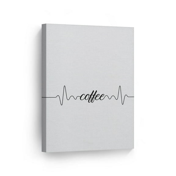 Smile Art Design Coffee Black and White Lettering Heartbeat Line Art Canvas Wall Art Print Coffee Sign Kitchen Decor Quote Inspirational Gift Farmhouse Restaurant Office Coffee Shop Room Decor 36x24