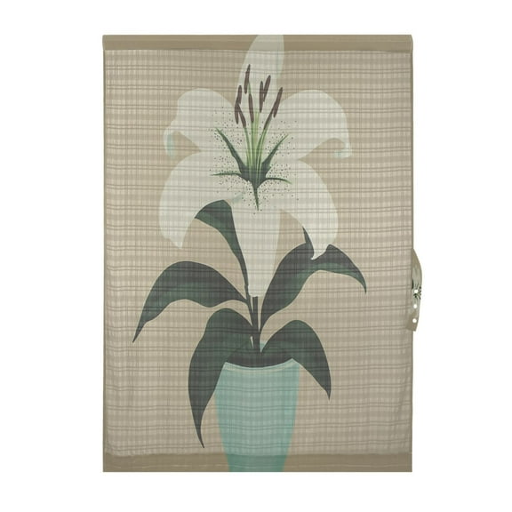 Oil Painting White Flower Door Curtain 25x40in Privacy Mesh with UV Protection Tie Back Rod Pockets