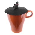thumbnail image 2 of Tapa De Taza Fresca Tapa de silicona para taza, resistente al calor, a prueba de fugas, reutilizable, cubierta sellada (gato negro), 2 of 6
