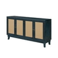 thumbnail image 3 of Sideboard Cabinet, Buffet Cabinet with Storage and 4 Rattan Doors, Built-in Adjustable Shelves, Rattan Storage Cabinet Cupboard Console Table for Living Room, Kitchen, Hallway, Entryway, Navy Blue, 3 of 9